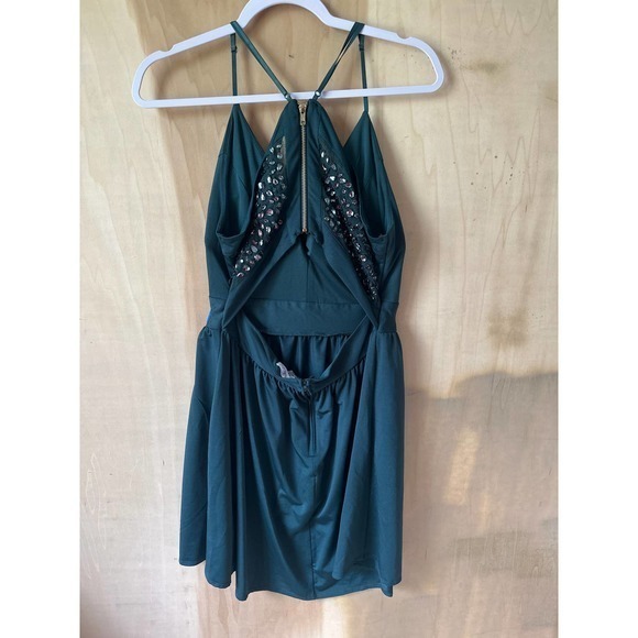 Love Nickie Lew Dress Womens Juniors‎ Green Beaded Cut Out Cocktail Prom - Picture 4 of 9